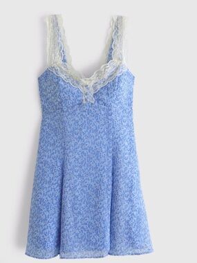 Abercrombie Bra-Free Blue Lace-Trim Mini Dress NEW with tags